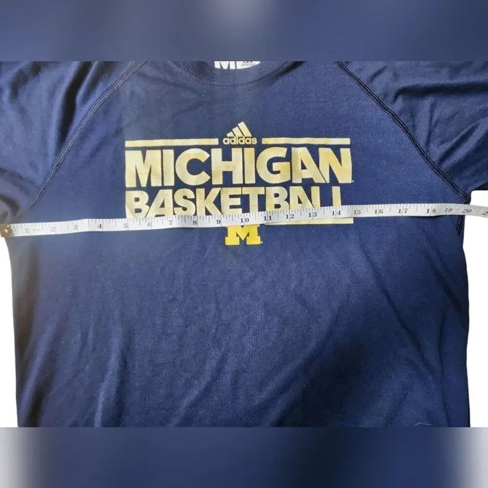Adidas Michigan Wolverines Basketball T Shirt Medium Navy Blue Ultimate‎ Tee